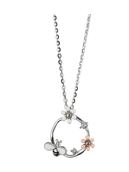 Oxzen Halskette mit Design Blume aus Silber