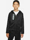 Fleece Kinder-Sweatshirt Strickjacke mit Kapuze und Taschen Schwarz Therma-FIT