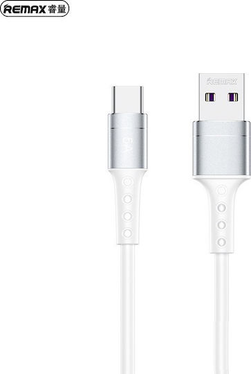 Remax Cablu Braided USB 2.0 USB-C Masculin - USB-A 65W PD Alb 1m