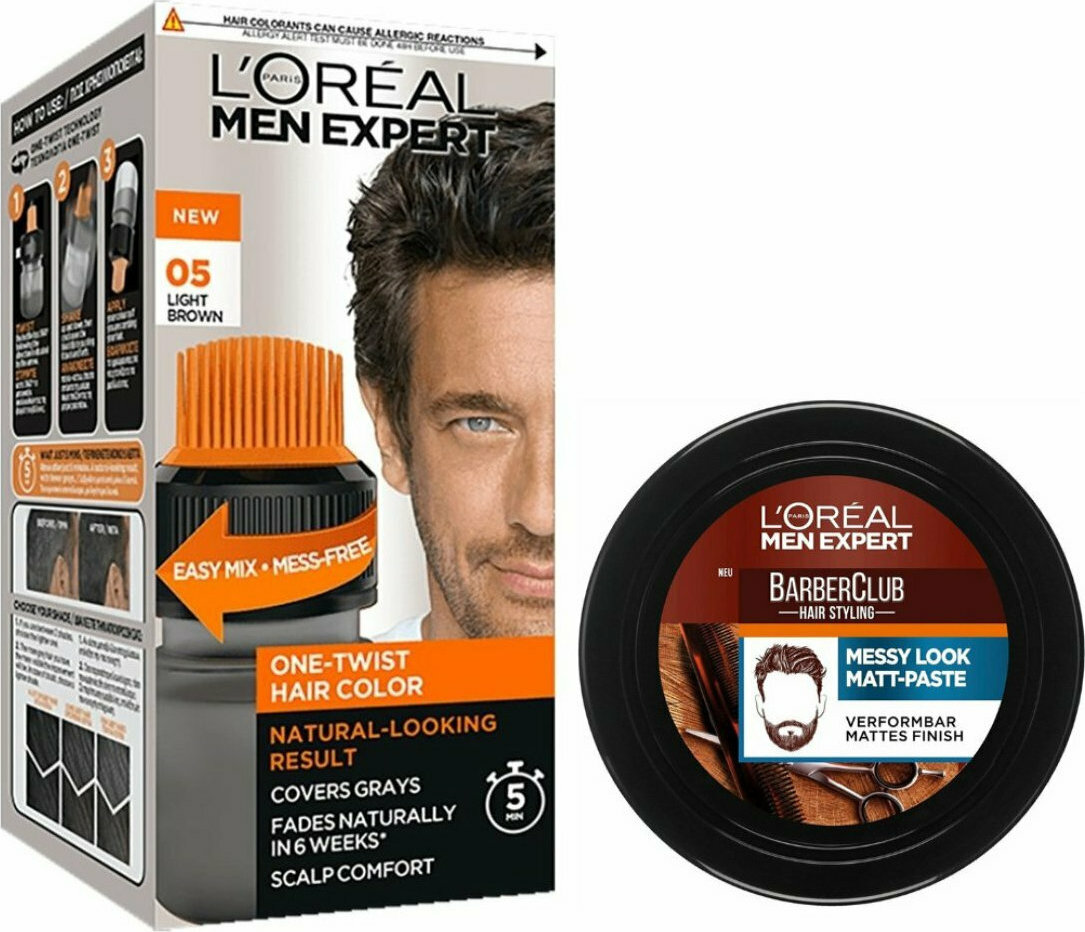 L'Oreal Men Expert Hair Colour No 05 Light Brown 50ml & Messy