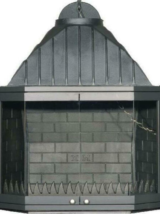 CHytiria Misailidi T-80 Prisma Kamin Innenbereich Offen Gusseisen Gray 89x48x105cm