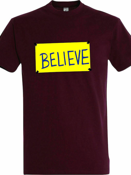 T-shirt Unisex " BELIEVE, TED LASSO " Burgundy