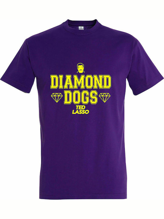 T-shirt Unisex, " Diamond Dogs, Ted Lasso " Dunkel lila