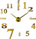 3D Wall Clock Sticker Plastic Gold