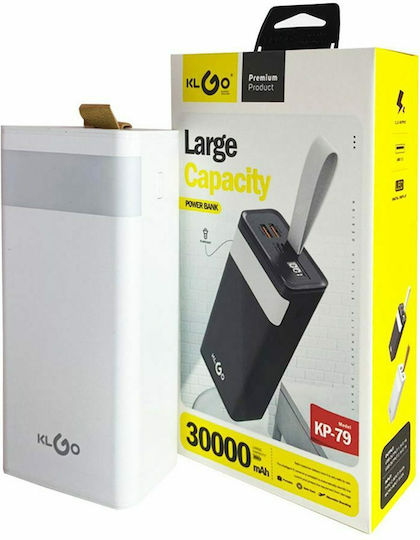 KLGO KP-79 Power Bank 30000mAh με 2 Θύρες USB-A Λευκό