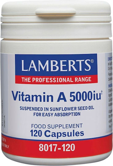 Lamberts Vitamin A Vitamin in Sunflower Seed Oil for the Hair, the Skin & Antioxidant Action 5000iu 120 caps