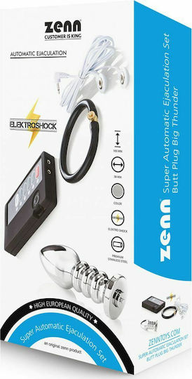 Zenn Super Automatic Ejaculation Set Butt Plug Big Thunder για Ηλεκτροδιέγερση Silver