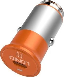 Ldnio C61C Autoladegerät 18W mit einem Anschluss 1xType-C zusammen mit Kabeltyp Type-C Orange Farbe