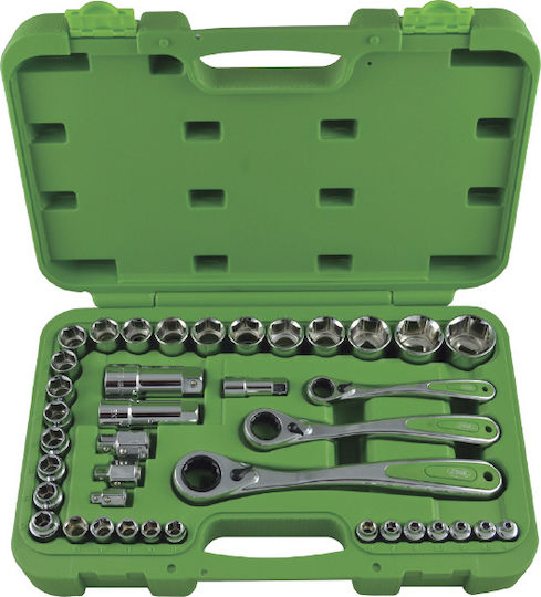 JBM Set de chei tubulare și clichet 1\2" & 1\4" & 3\4" 39buc