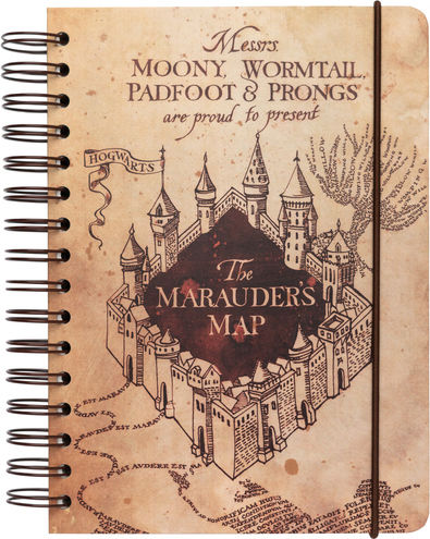 Blue Sky Studios Harry Potter Marauders Map Notizbuch 90 Blätter A5 mit leeren Seiten und Gummiband Braun