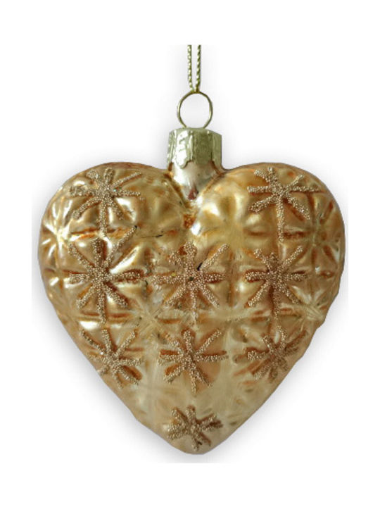 Zaros Christmas Heart Ornament Gold 7x14cm