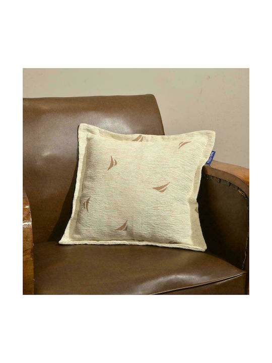 Nautica Decorative Pillow Case Logo from 100% Cotton Ekru 43x43cm. 49-10200/1000