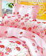 Silk Fashion Duvet Cover Set Cotton Single with Pillowcase & 1 Sheet 160x240 Joy Pink