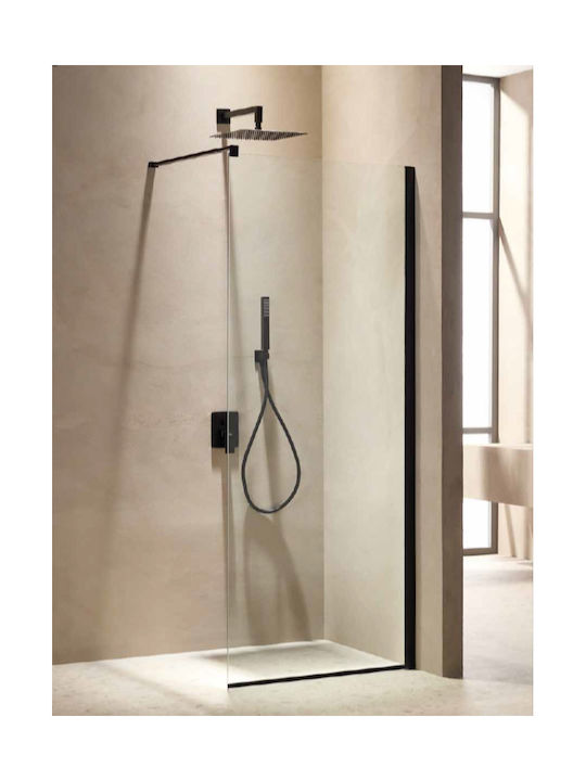 Tema Free Walk - In Διαχωριστικό Ντουζιέρας 80x195cm Clear Glass Black