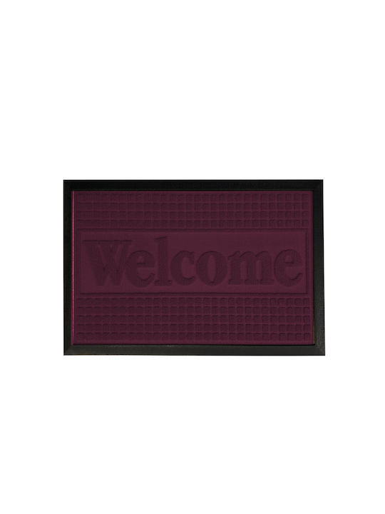 San Lorentzo Fußmatte Teppich mit rutschfester Unterlage Welcome SLP133 Bordeaux 40x60cm