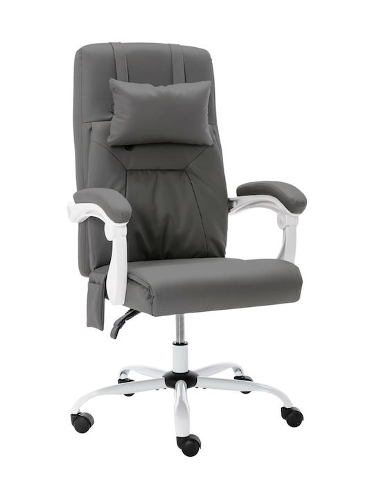 Reclining Office Chair Massage with Fixed Arms Grey vidaXL