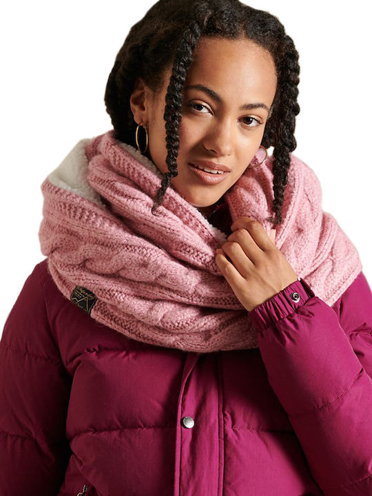 Tweed Cable Snood Frauen Wollschal Hals Rosa