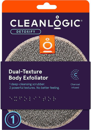 Cleanlogic Dual Texture Body Exfoliator Cleanlogic Bath Detoxify Σφουγγάρι Γκρι 1τμχ