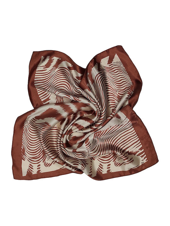 Handkerchief Women's Satin Satin Zebra Brown square 50cm x 50cm