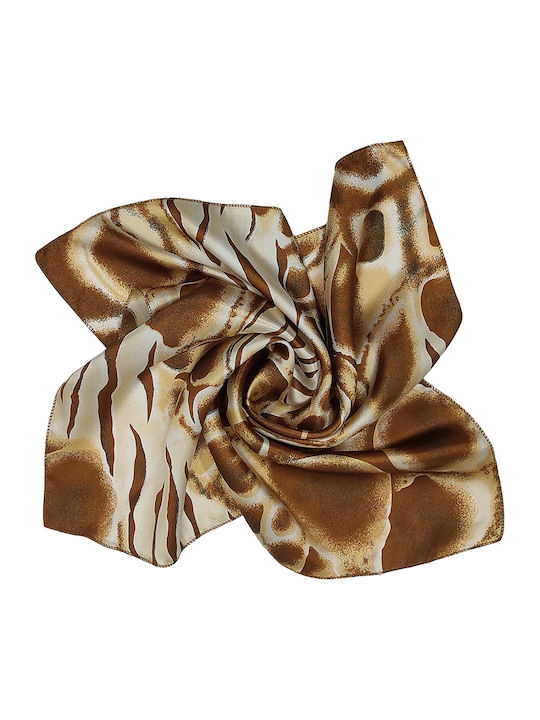 Handkerchief Women's Satin square 50cm x 50cm Brown Aqua Abstract