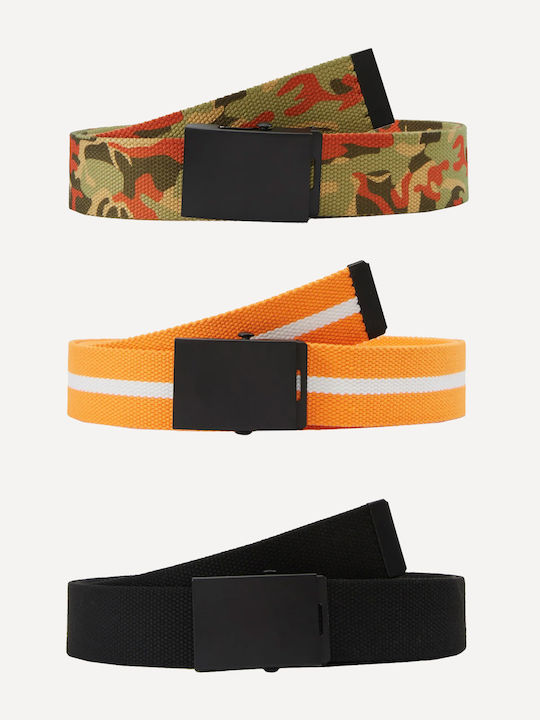 Herren Gürtel Stoff Gürtel aus Gewebe Black / Brown / Orange