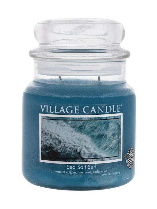 Village Candle Aromatisches Kerze Gefäß mit Duft Meersalz Surf Blue 389gr 1Stück