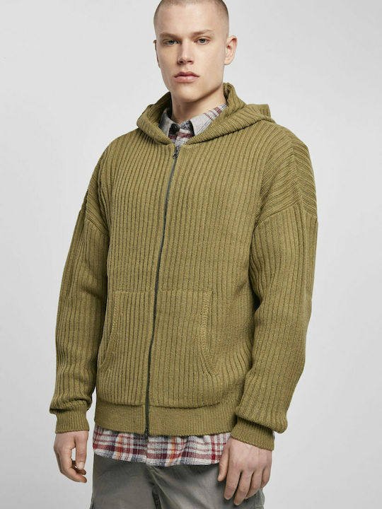Tiniolive Herren Strickjacke mit Kapuze Khaki