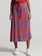 High-waisted Midi Skirt Blue Paint Strokes