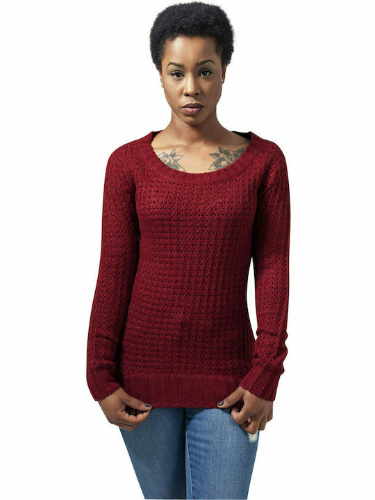 Urban Classics TB739 Women's Long Sleeve Pullover Burgundy