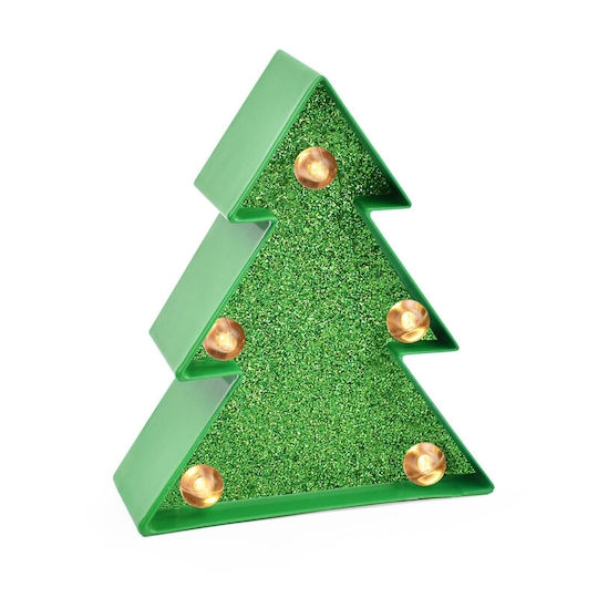 Christmas Decorative Illuminated Metal Tree 10cm Battery Green