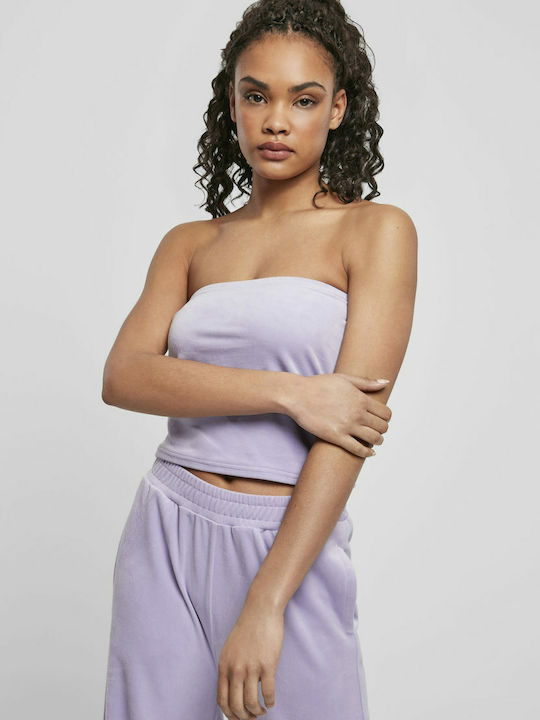 Urban Classics Дамски Блуза Crop Кадифе Лилава