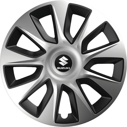 Versaco Σετ Τάσια Αυτοκινήτου Stratos με σήμα Suzuki 4τμχ 14" Ασημί/Μαύρο