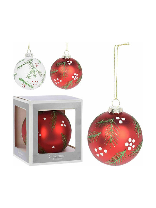 JK Home Decoration Weihnachtshänger Kugel Ornament Glas Bunt Set 2Stück