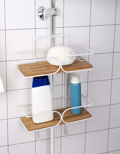 Wall Mounted Bathroom Shelf Metallic With 2 Shelves 47.5x25x10cm Brown