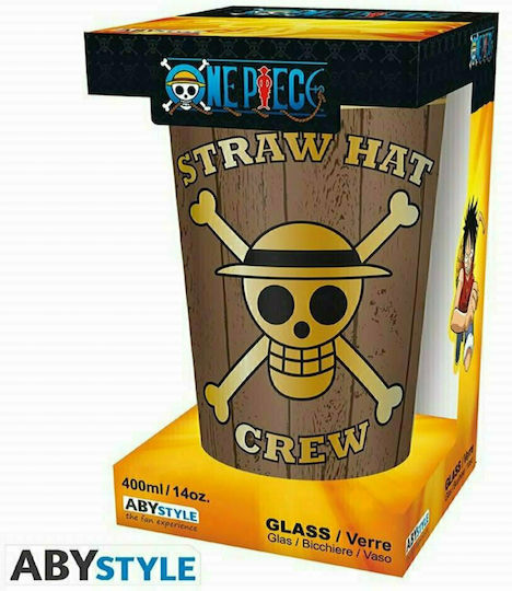 Abysse One Piece Skulls Ποτήρι Νερού από Γυαλί σε Καφέ Χρώμα 400ml