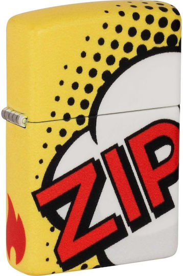 Zippo Pop Art Design Feuerzeug Flamme in Gelber Farbe