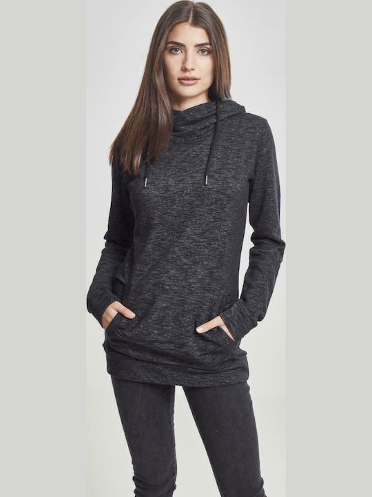 Lang Damen Sweatshirt Kapuzen Schwarz