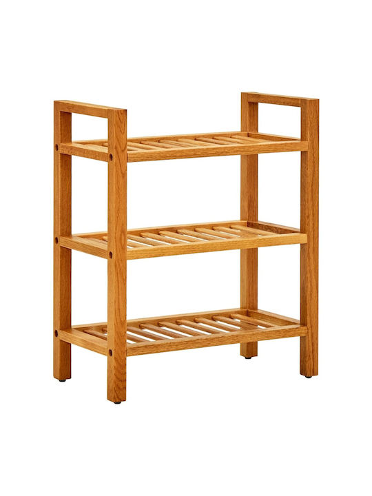 Suport pentru pantofi din Lemn Masiv cu 3 Rafturi Oak L50xW27xH60cm