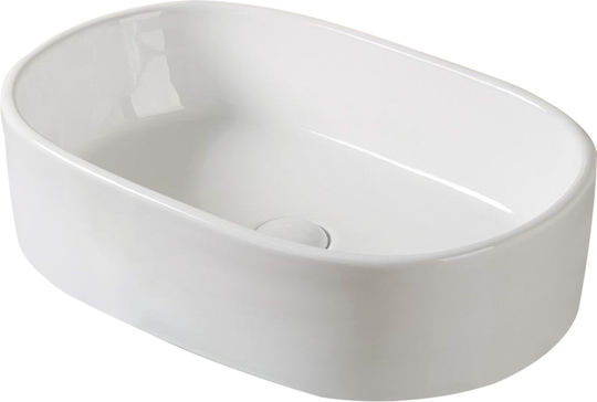 Vinci Solid Aufgesetztes Waschbecken Porzellan 56x35x14cm Weiß