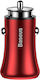 Baseus Car Charger Red Gentleman Total Intensity 4.8A with Ports: 2xUSB