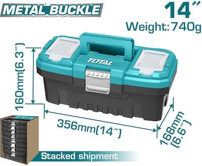 Total Hand Toolbox Plastic with Tray Organiser