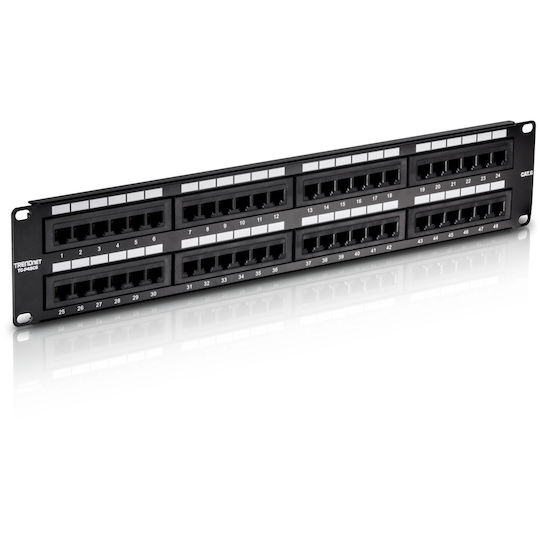 Trendnet Patch Panel Unshielded για Rack 2U 19" 48 Θυρών cat6 Μαύρο