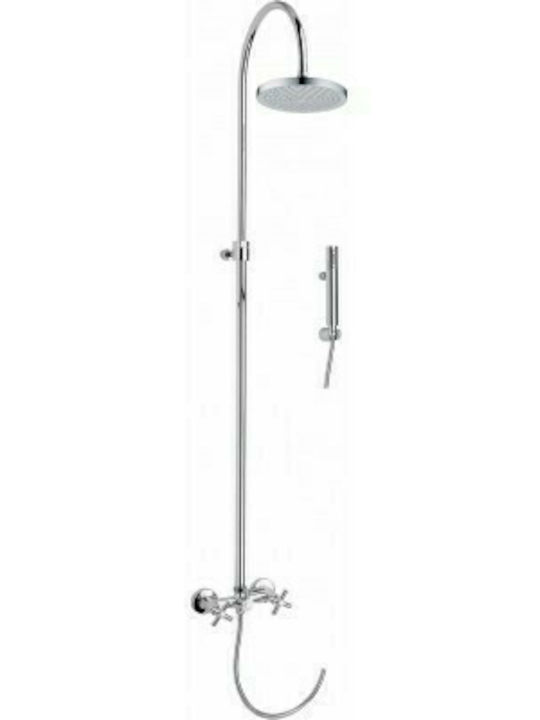 Interflex Rodos Στήλη Ντουζ με Μπαταρία 120cm Ασημί