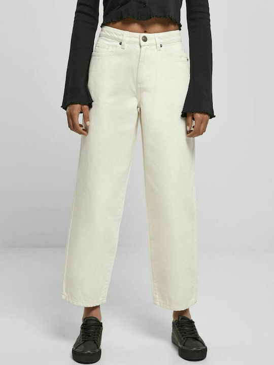 Urban Classics TB4541 Women's High-waisted Cotton Trousers White