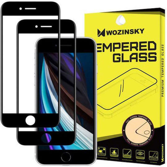 Wozinsky x2 Full Glue Full Face Tempered Glass 2pcs Black (iPhone SE 2022 / 2020 / 8 / 7)