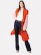 PGA21708CD Long Women's Knitted Cardigan Orange