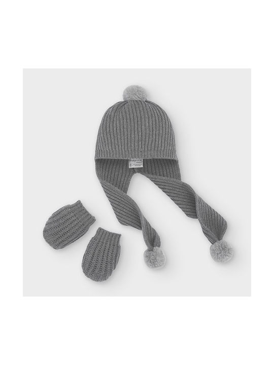 Mayoral Kids Knitted Beanie Set with Scarf & Gloves Gray