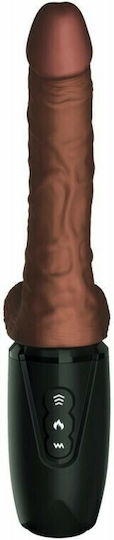 King Cock Triple Threat Realistic Vibrator Thrusting Cock with Balls 19cm Brown