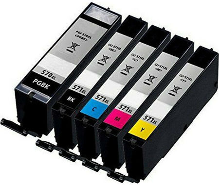 Πακέτο Συμβατών Μελανιών Εκτυπωτή InkJet Canon PGI-570/CLI-571 XL 895 Σελίδων Πολλαπλό (Color) / Μαύρο 5τμχ