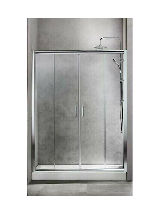 Tema New 4-Panel Sliding Entry Door Διαχωριστικό Ντουζιέρας με Συρόμενη Πόρτα 140-143x180cm Clear Glass